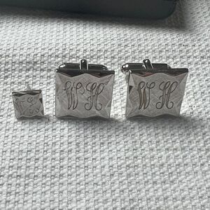 Anson “WH” Engraved Cuff Links and Tie Tack